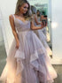 Chic A Line Straps Floor Length Tulle Prom Dress LBQ0569